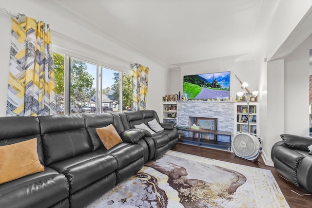 living room with wood finished floors