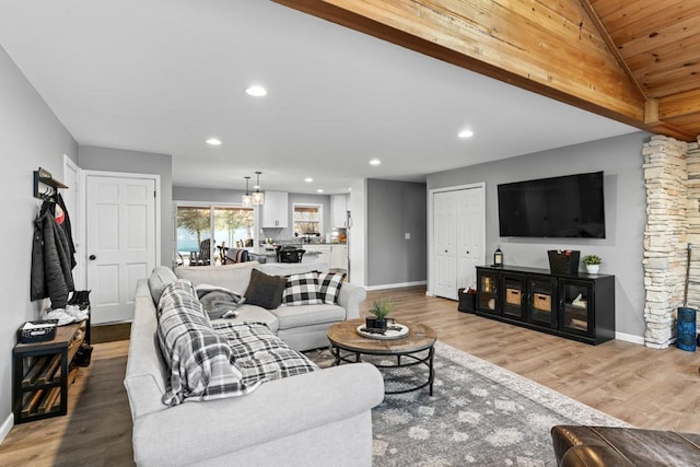5235 Lahring Rd, Linden, MI 48451 - living area with baseboards, recessed lighting, and light wood finished floors