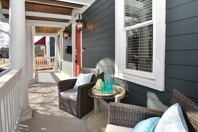 view of patio featuring a porch