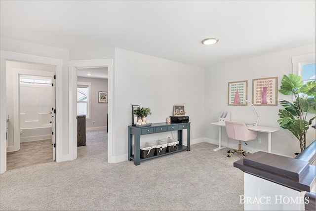 office area with carpet and baseboards