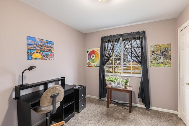 office featuring carpet floors and baseboards