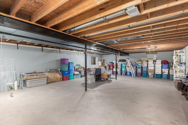 view of unfinished basement