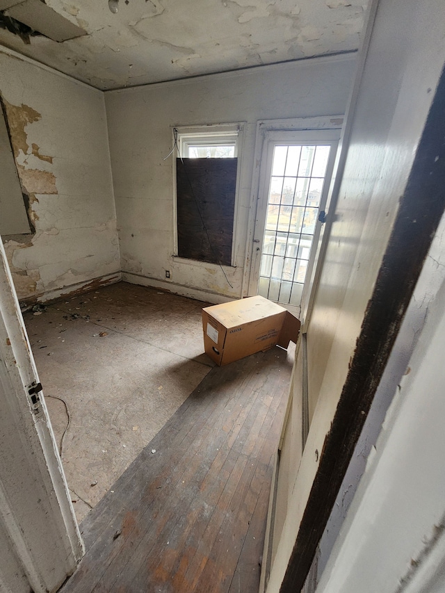 bathroom with hardwood / wood-style floors