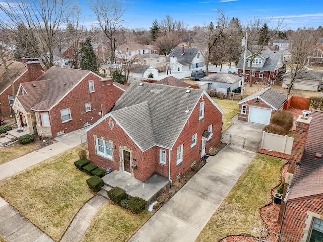 aerial view with a residential view