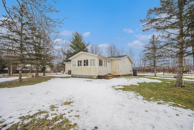 view of snow covered property