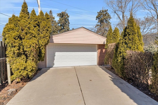 detached garage with fence