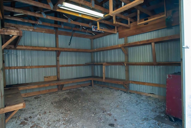 garage featuring metal wall