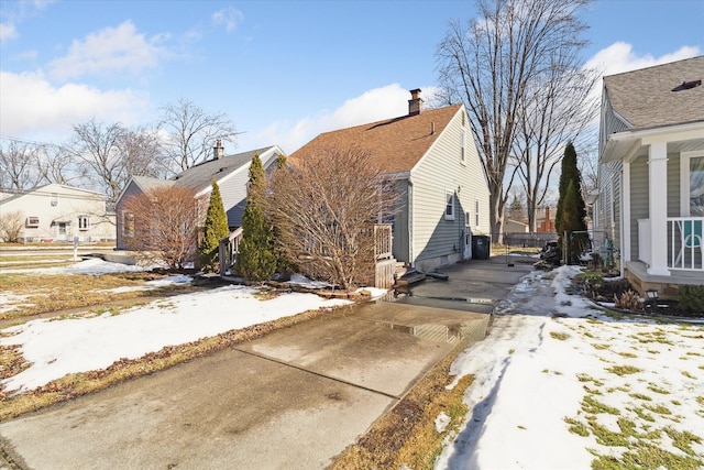 view of snow covered exterior