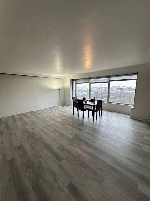 dining area with wood finished floors