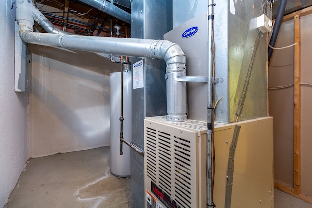 utility room featuring heating unit