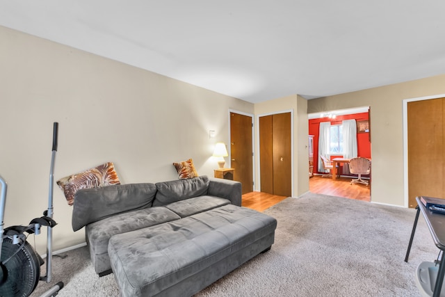 living room with carpet floors