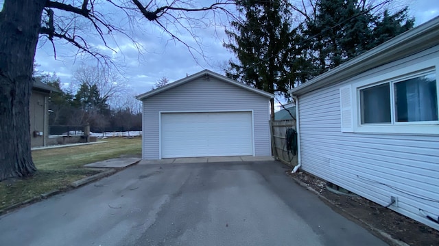 view of detached garage