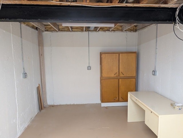 view of unfinished basement