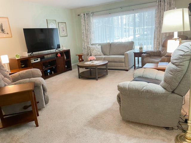 view of carpeted living area