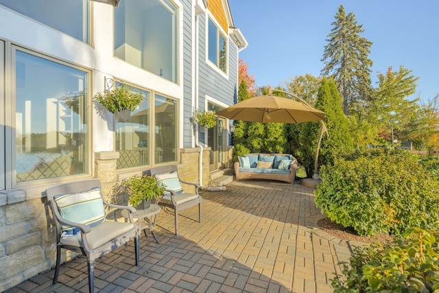 view of patio featuring an outdoor living space