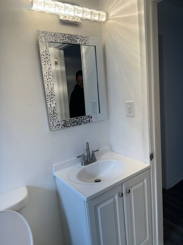 bathroom with toilet and vanity