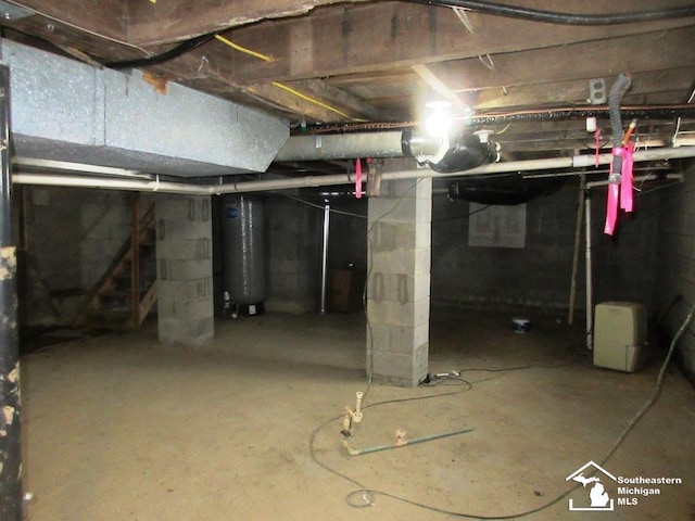 unfinished basement with heating fuel