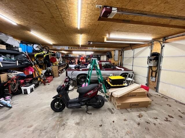 garage with a garage door opener