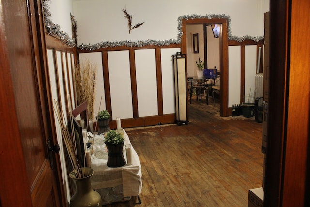 hall featuring dark wood-type flooring