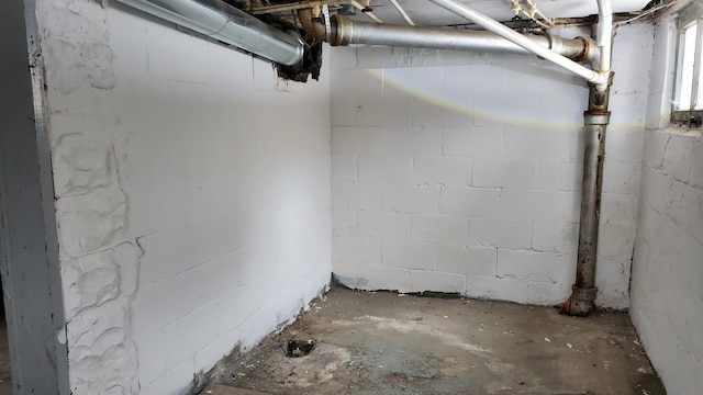 view of unfinished basement