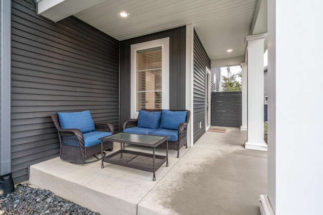 view of patio / terrace featuring an outdoor hangout area