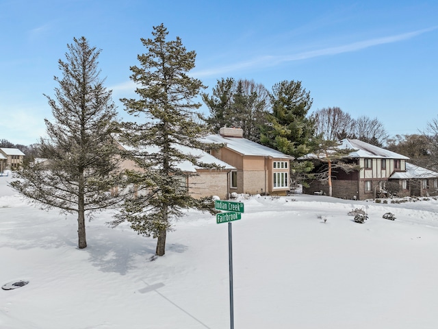 view of yard covered in snow