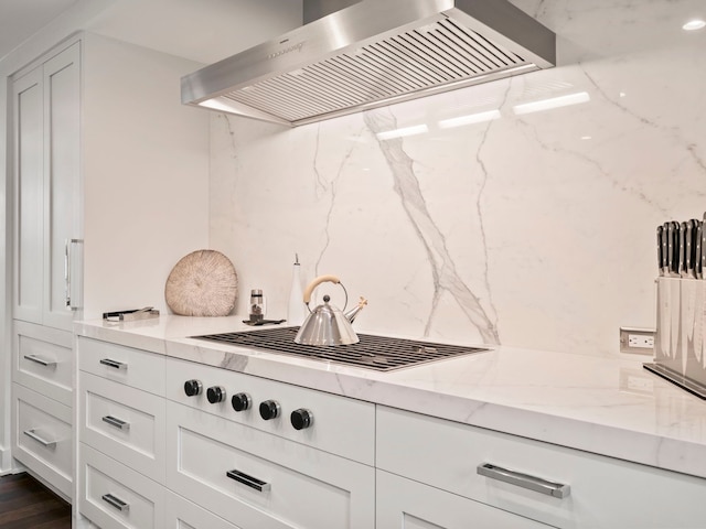 300 Warren Ct, Birmingham, MI 48009 - bar featuring premium range hood, backsplash, and dark wood-type flooring