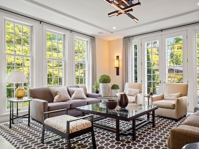 300 Warren Ct, Birmingham, MI 48009 - living area with recessed lighting and a chandelier