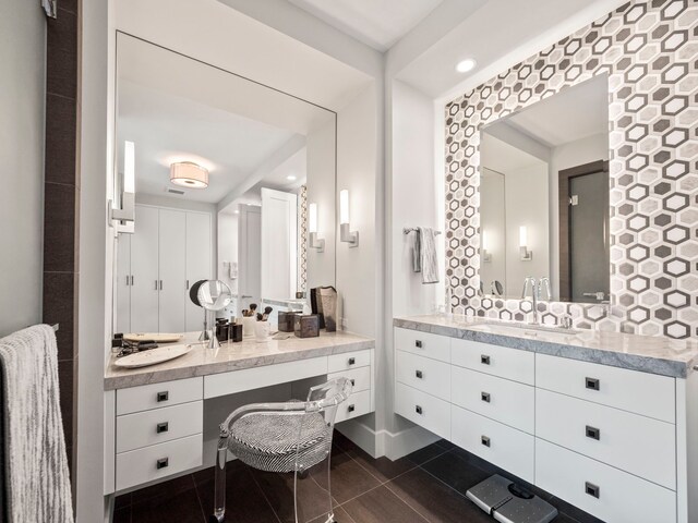 300 Warren Ct, Birmingham, MI 48009 - bathroom featuring vanity, tile patterned floors, and recessed lighting