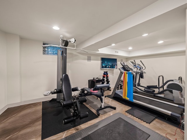300 Warren Ct, Birmingham, MI 48009 - exercise area featuring recessed lighting and baseboards