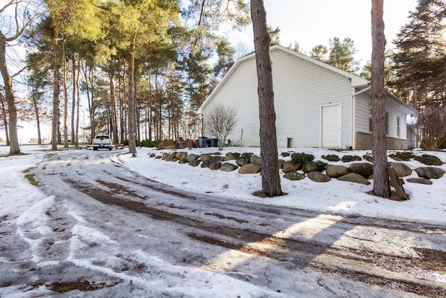 view of snow covered exterior