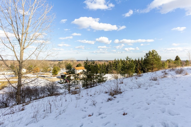 view of snow covered land