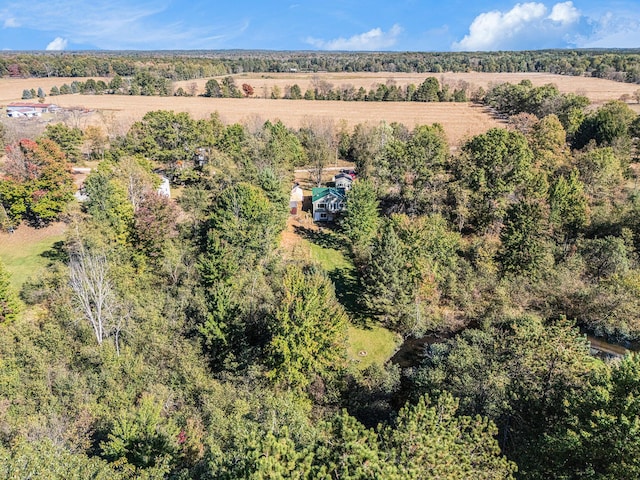 birds eye view of property featuring a rural view