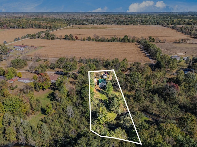 aerial view featuring a rural view