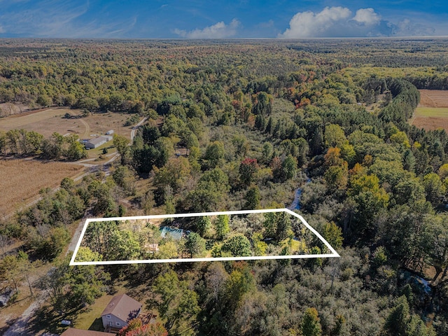 aerial view with a wooded view