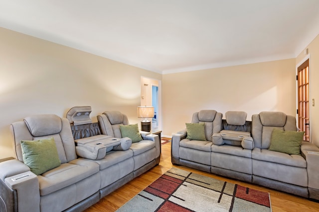 living area with wood finished floors