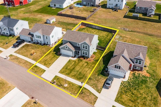 bird's eye view featuring a residential view