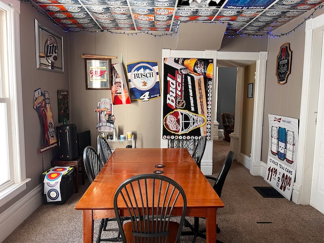 view of carpeted dining room