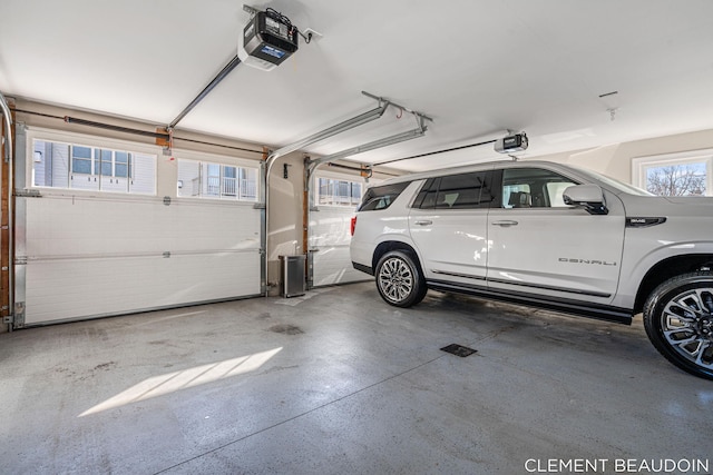 garage with a garage door opener