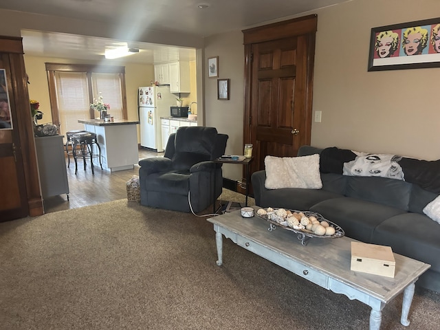 living area with wood finished floors