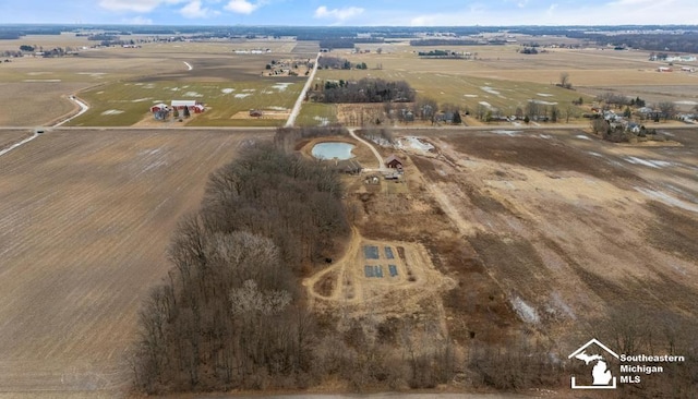 drone / aerial view with a rural view