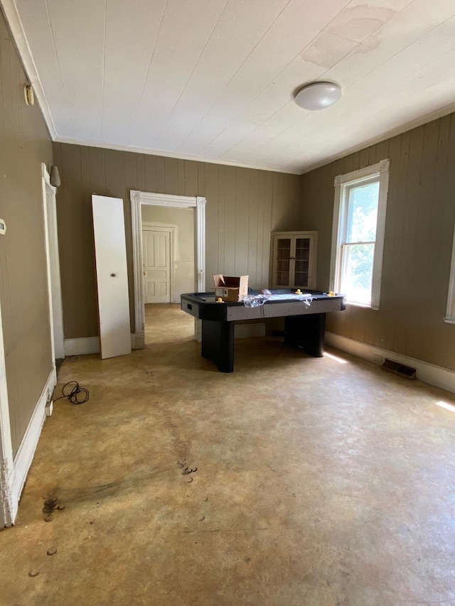 1228 Quarry Ave NW, Grand Rapids, MI 49504 - office area featuring concrete flooring, billiards, and wooden walls