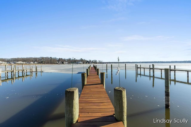 dock area featuring a water view