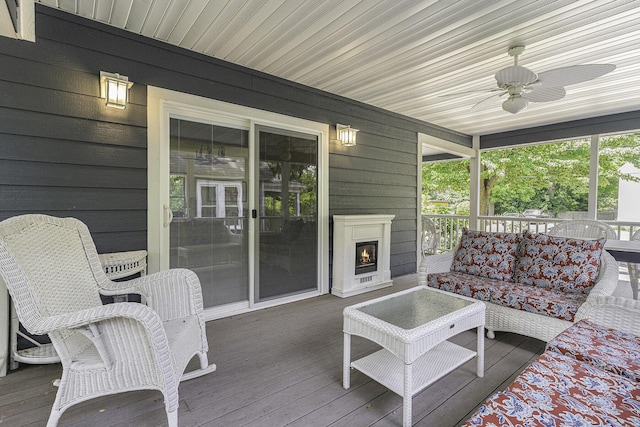 deck featuring ceiling fan