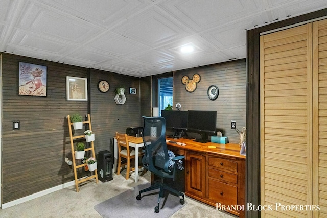 office area with baseboards and carpet flooring