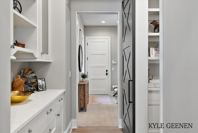 hall featuring light wood finished floors