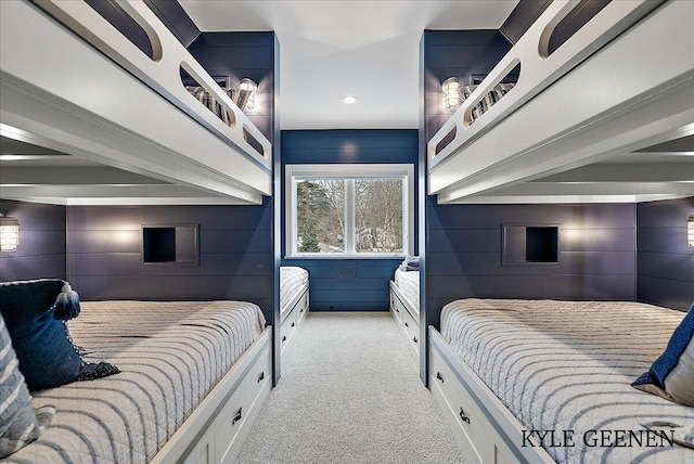 bedroom featuring carpet floors and recessed lighting