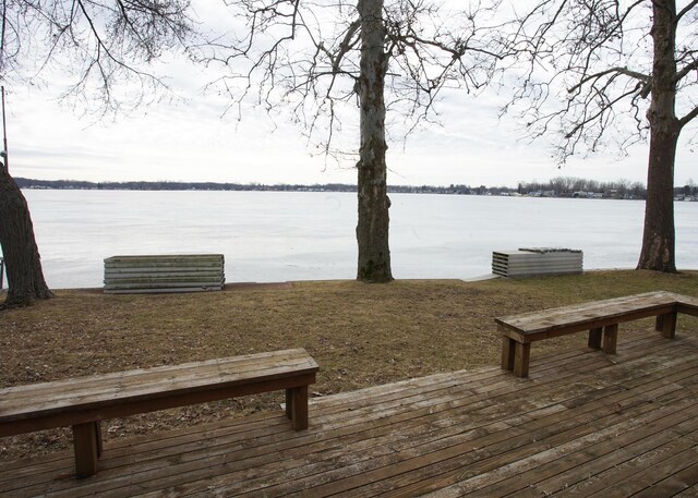 dock area with a water view