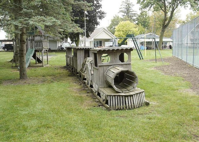 view of yard featuring a playground