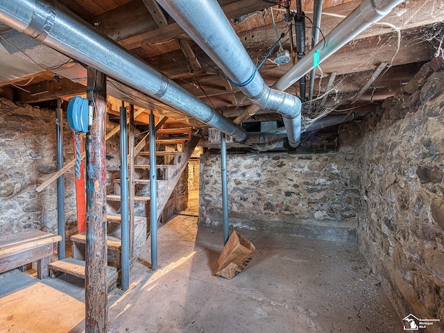 view of unfinished basement